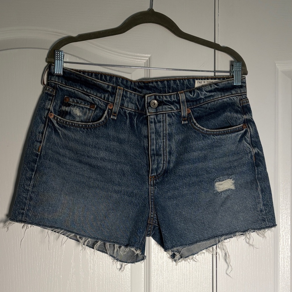 Rag & Bone Distressed Blue Jean Shorts